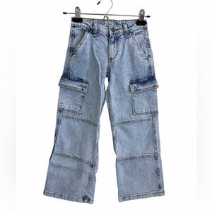 Art Class Girls Cargo Mid Rise Straight Leg Fit Light Blue Jeans Size 6